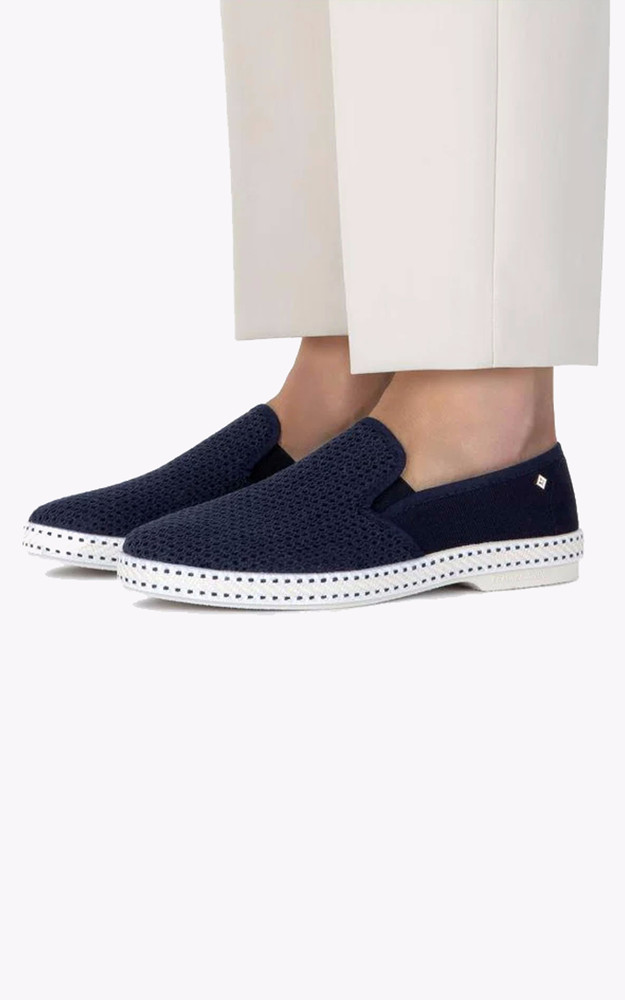 La Canadienne Mocassins En Toile Coton Bleu Marine