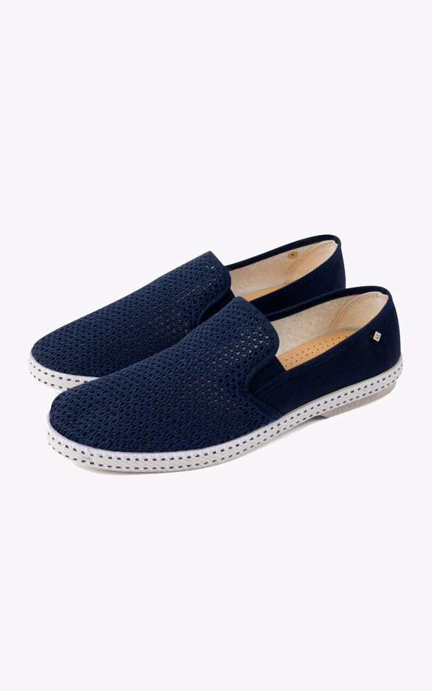 la canadienne Mocassins en toile coton bleu marine