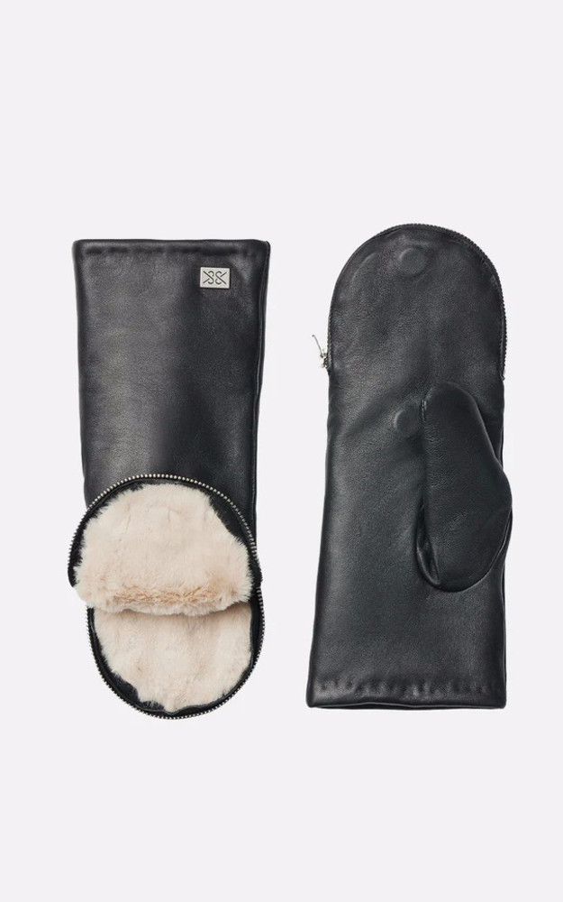 la canadienne Moufles Betrice cuir noir