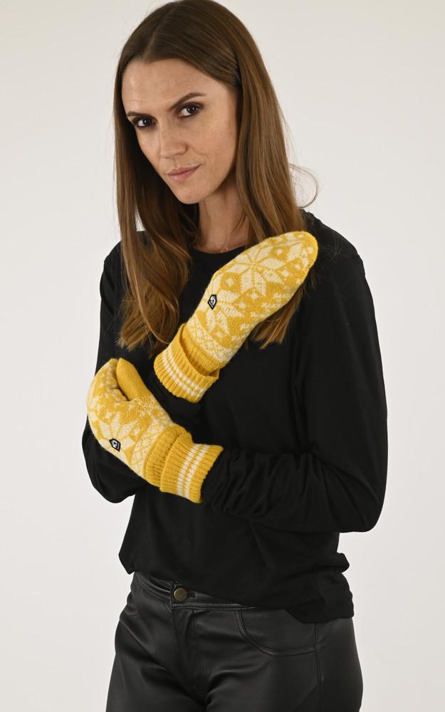 la canadienne Moufles chaudes laine jaune