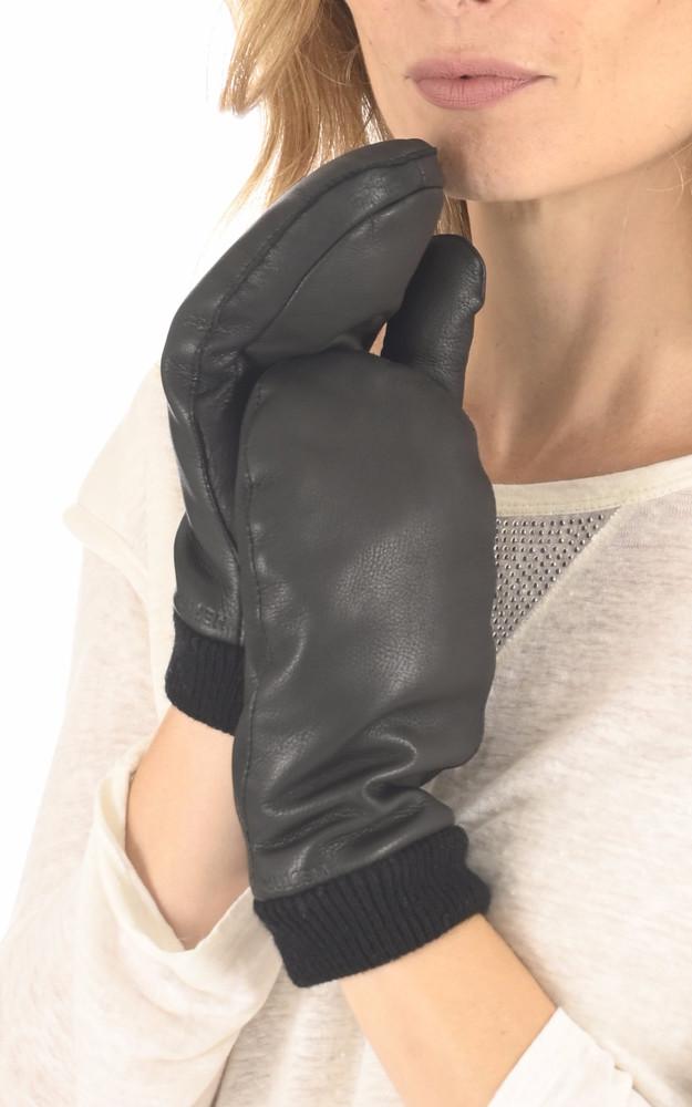 La Canadienne Moufles Cuir D'élan Noir
