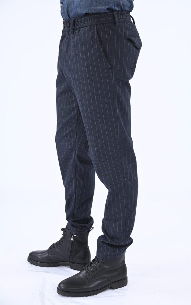 La Canadienne Pantalon à Rayures Gris Foncé