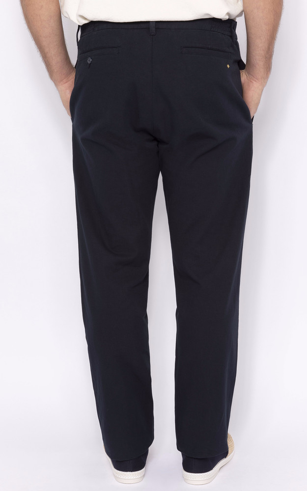 La Canadienne Pantalon Cigarette Coton Bleu Marine