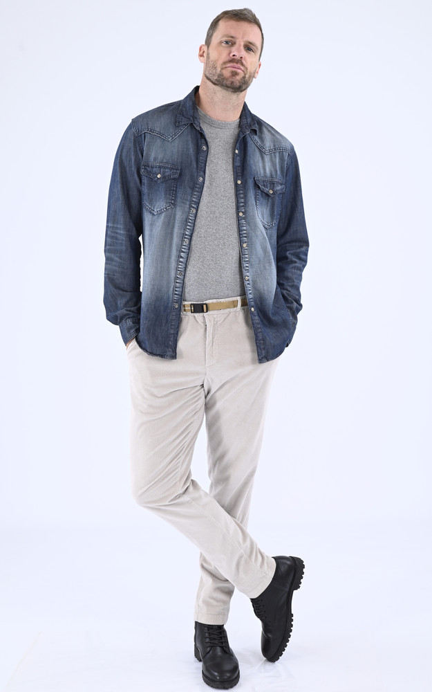 La Canadienne Pantalon Côtelé Gris Clair