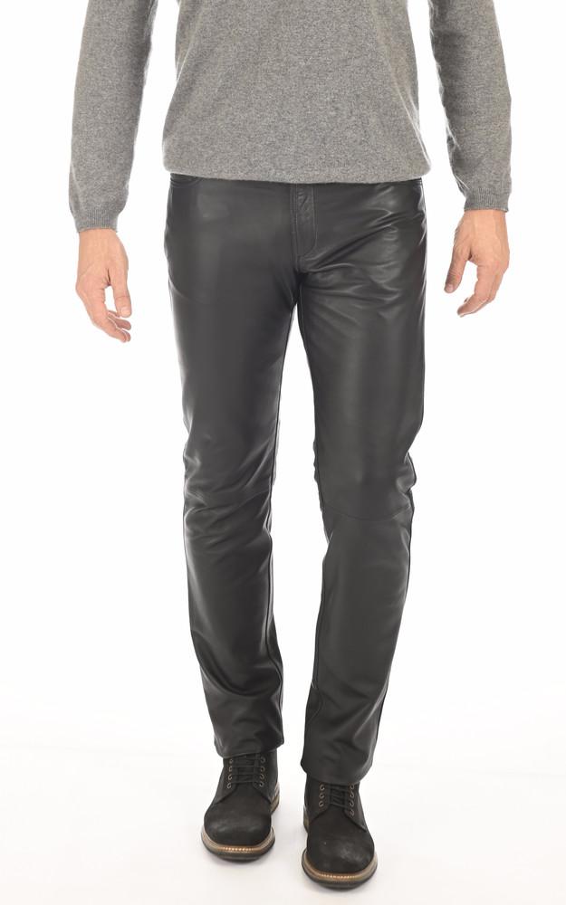 la canadienne Pantalon cuir agneau noir