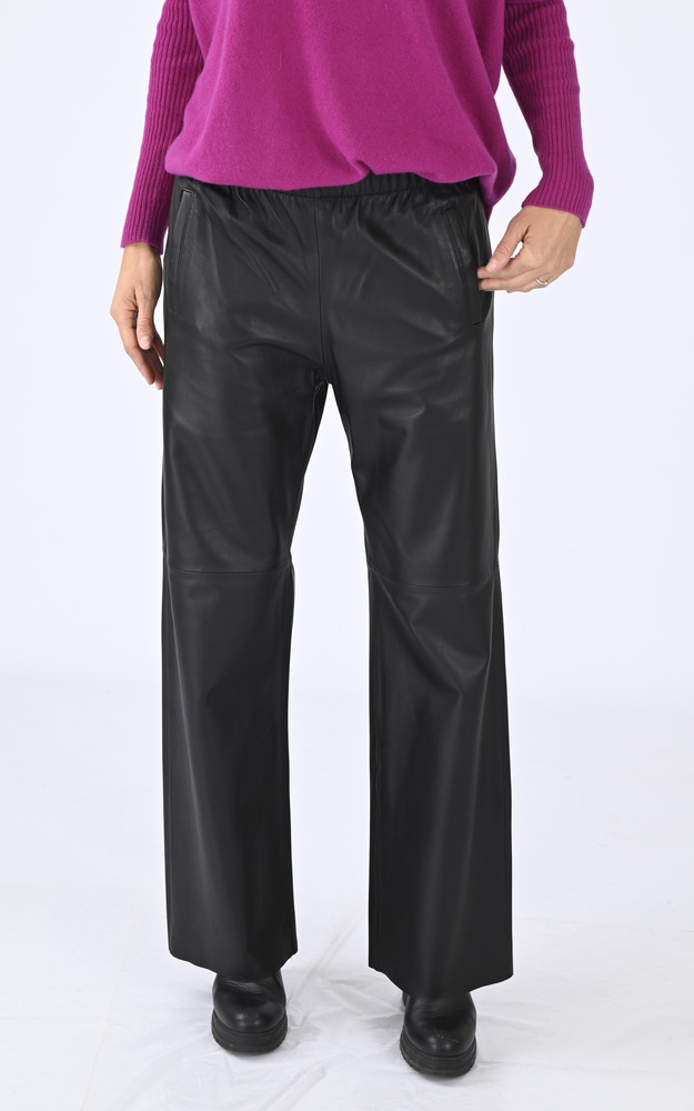 la canadienne Pantalon cuir large Uranus noir