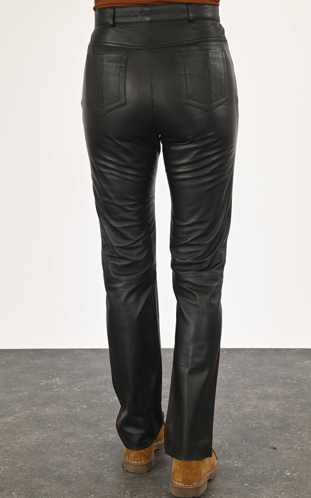 La Canadienne Pantalon Cuir Noir Coupe Droite