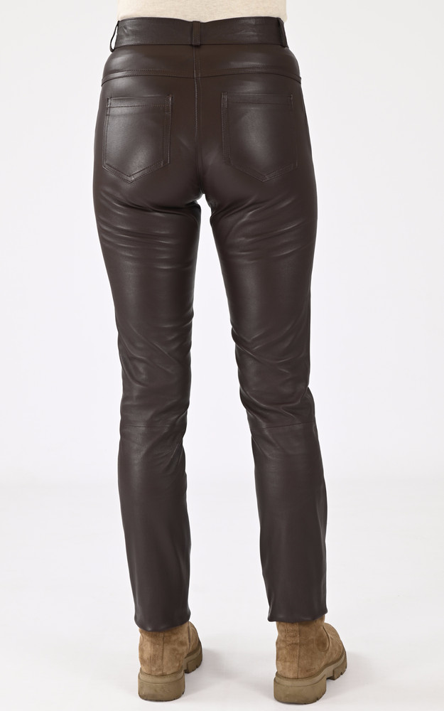 La Canadienne Pantalon Cuir Stretch Chocolat
