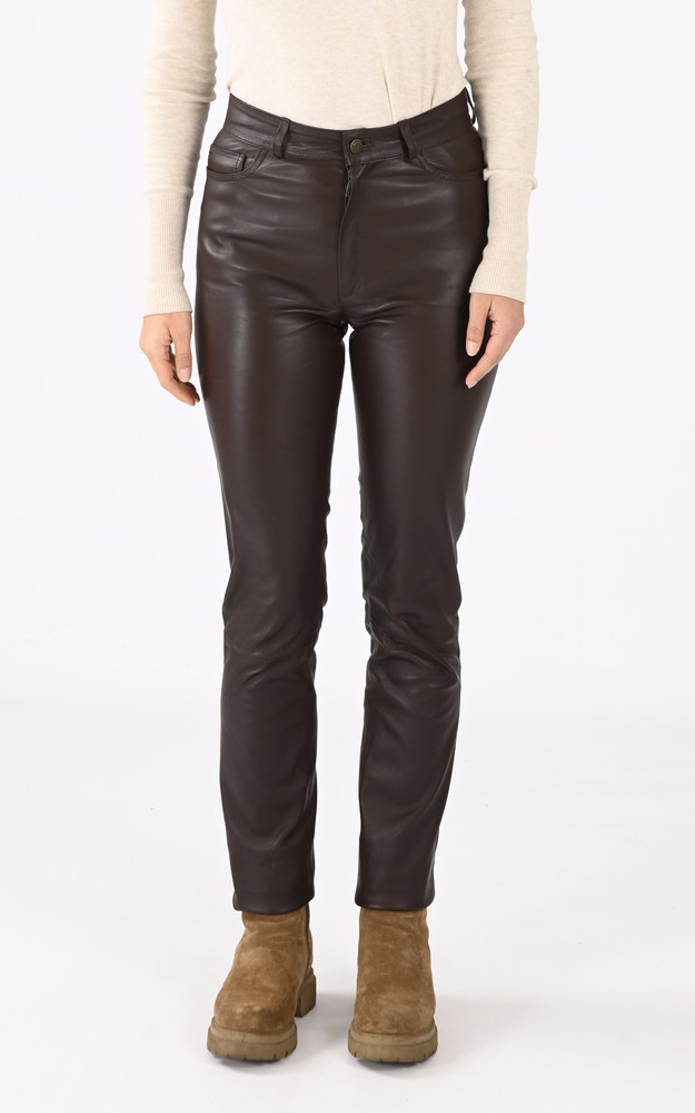 la canadienne Pantalon cuir stretch chocolat