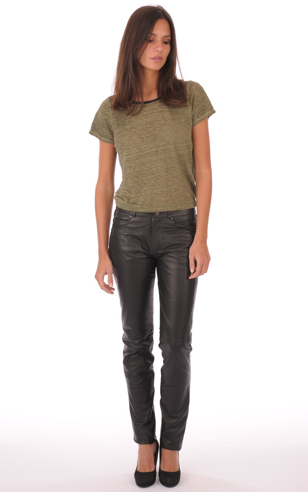La Canadienne Pantalon En Cuir Noir Femme