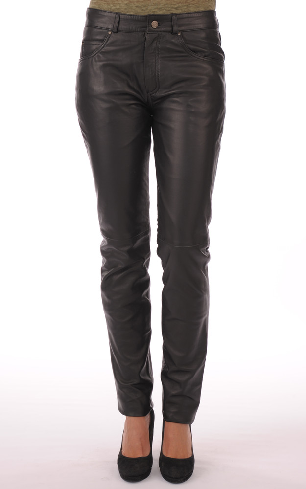 la canadienne Pantalon En Cuir Noir Femme