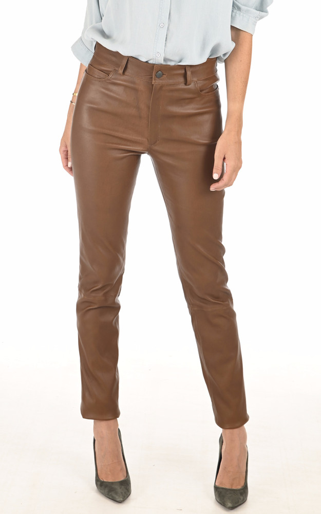 la canadienne Pantalon Jean cuir stretch cognac