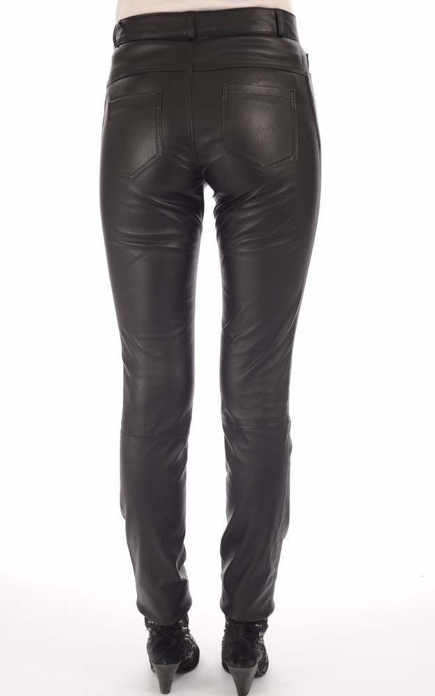 La Canadienne Pantalon Jean Cuir Stretch Noir