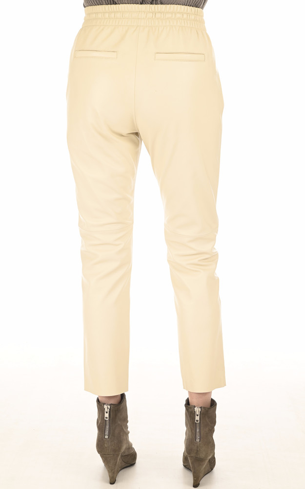 La Canadienne Pantalon Jogpant Cuir Beige