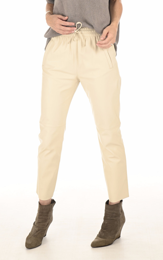 la canadienne Pantalon jogpant cuir beige
