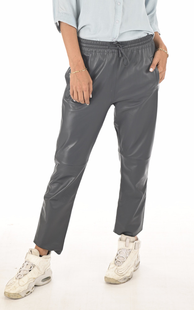 la canadienne Pantalon jogpant cuir bleu pétrole