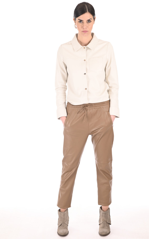 La Canadienne Pantalon Jogpant Cuir Café