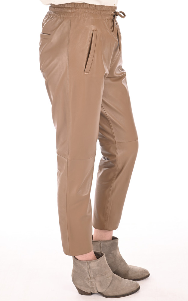 La Canadienne Pantalon Jogpant Cuir Café