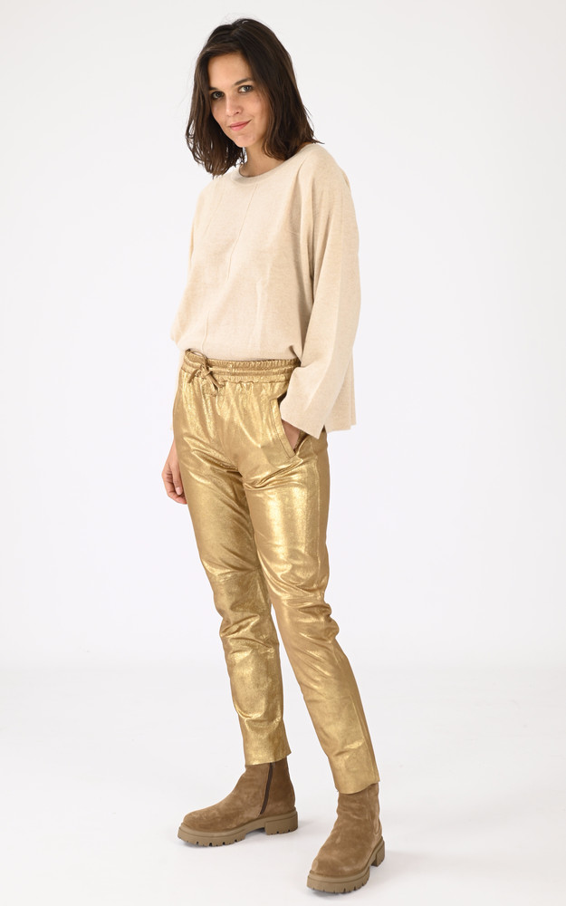 La Canadienne Pantalon Jogpant Cuir Doré