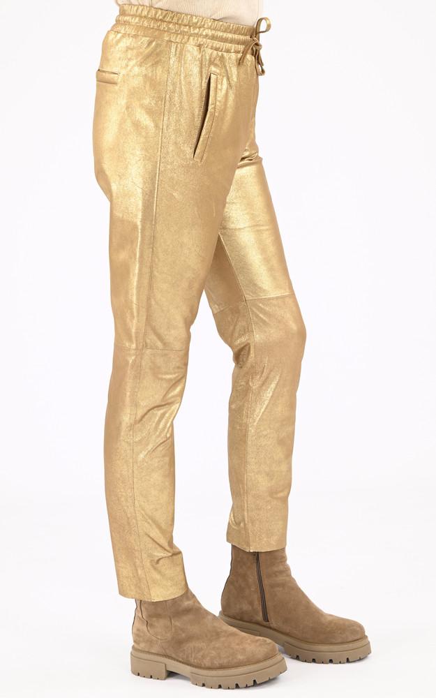La Canadienne Pantalon Jogpant Cuir Doré