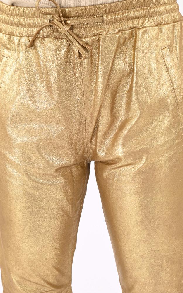 La Canadienne Pantalon Jogpant Cuir Doré