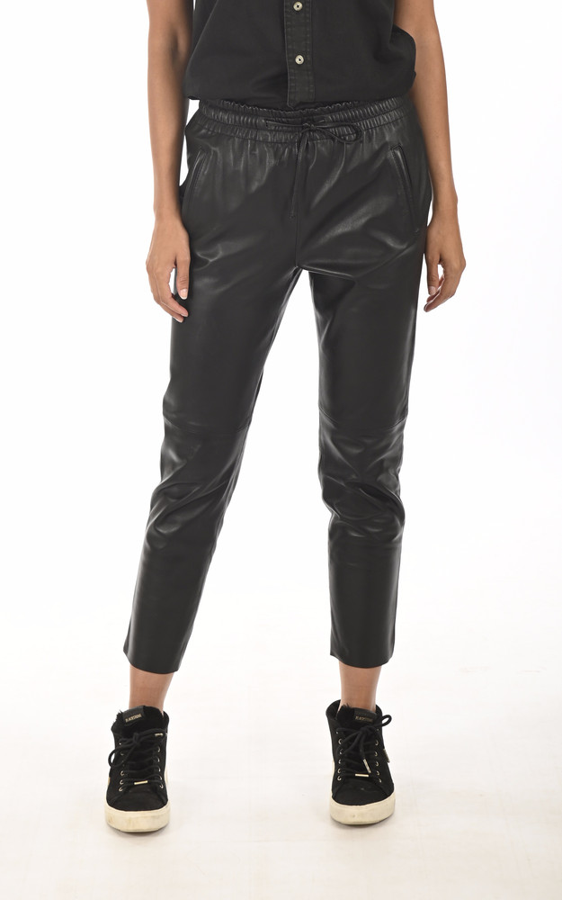 la canadienne Pantalon jogpant cuir noir