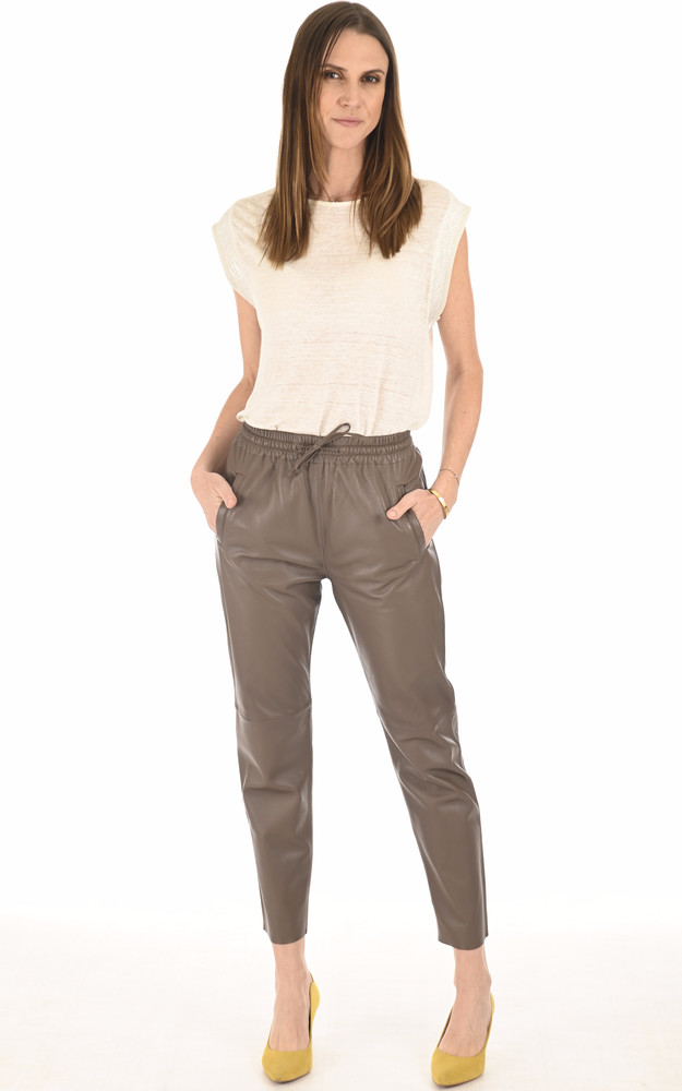 La Canadienne Pantalon Jogpant Cuir Smoke