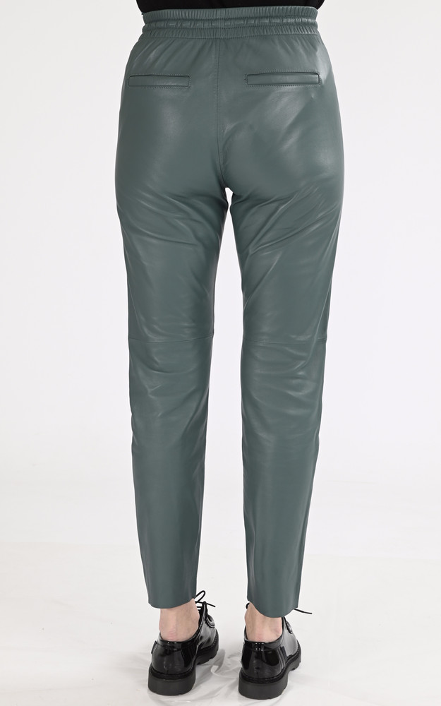La Canadienne Pantalon Jogpant Cuir Vert émeraude