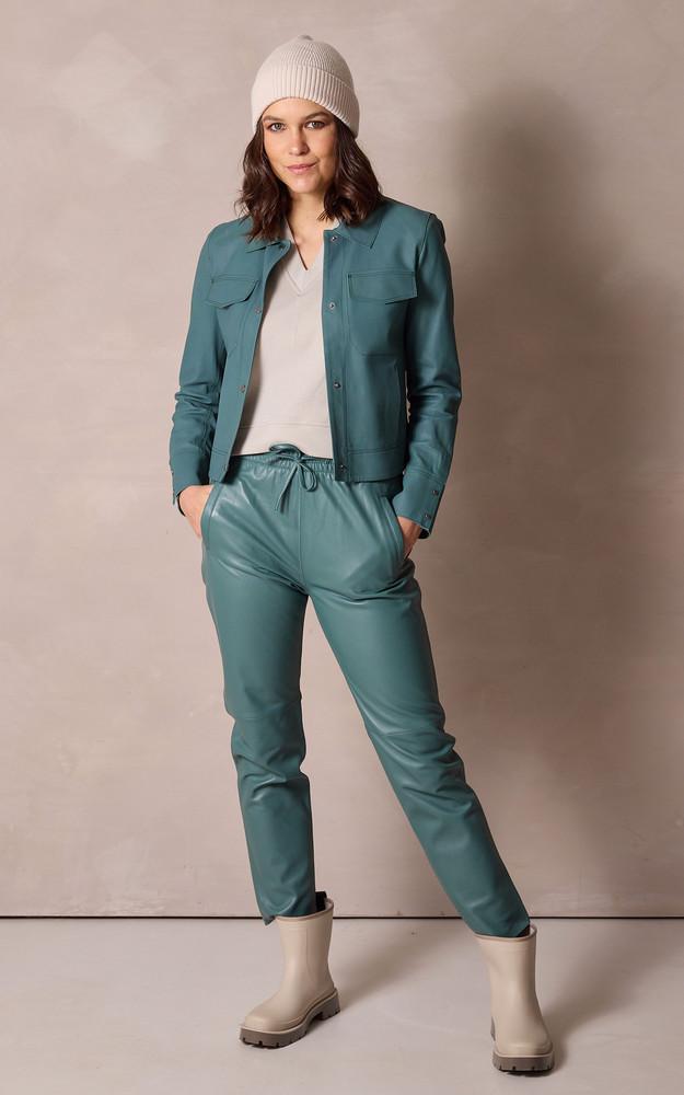 la canadienne Pantalon jogpant cuir vert émeraude