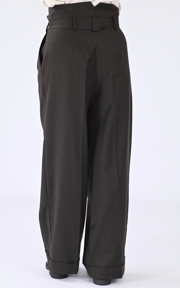 La Canadienne Pantalon Large En Laine Marron