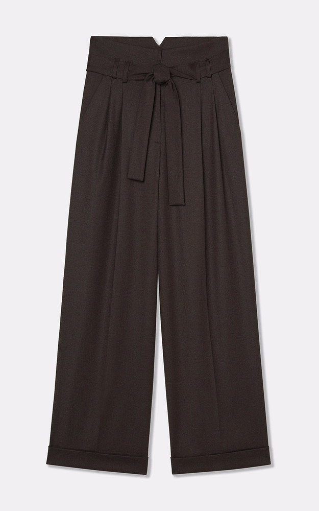 La Canadienne Pantalon Large En Laine Marron