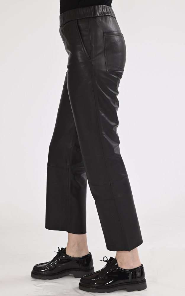 La Canadienne Pantalon Large Sarah Agneau Noir