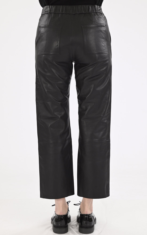 La Canadienne Pantalon Large Sarah Agneau Noir