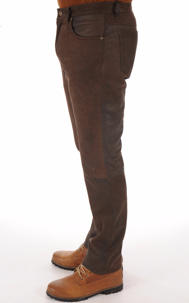 La Canadienne Pantalon Vachette Nubuck Marron
