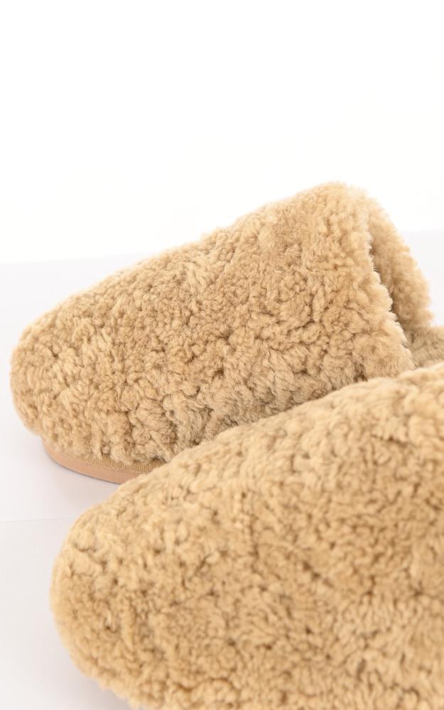 La Canadienne Pantoufles En Laine De Mouton Camel