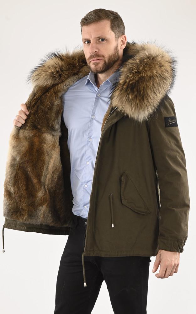 La Canadienne Parka Bi-matière Kaki Avec Fourrure