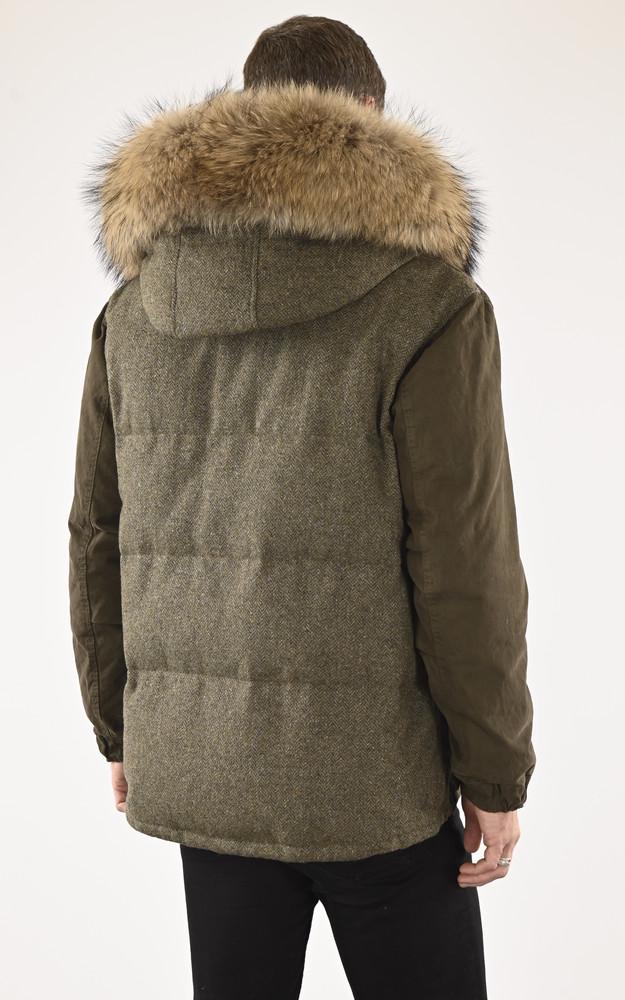 La Canadienne Parka Bi-matière Kaki Avec Fourrure