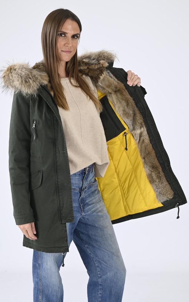 La Canadienne Parka Capuche Fourrure Vert