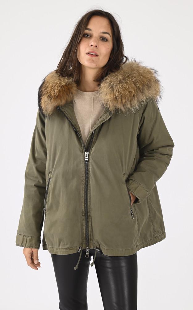 la canadienne Parka courte capuche fourrure kaki