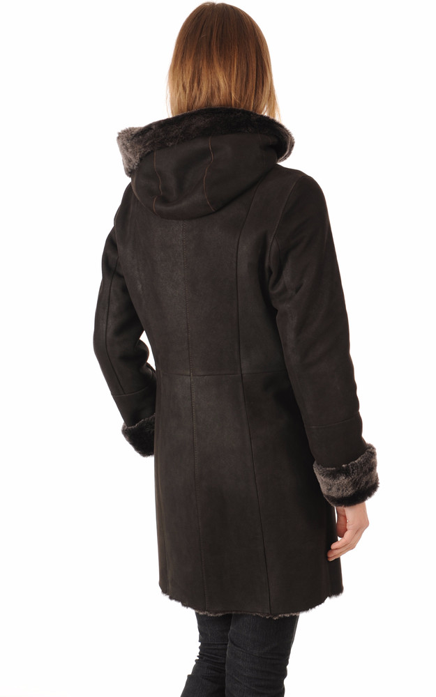 La Canadienne Peau Lainée Patinée Marron Foncé