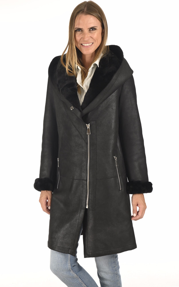 La Canadienne Peau Lainée Patinée Noire