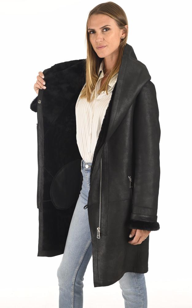 La Canadienne Peau Lainée Patinée Noire