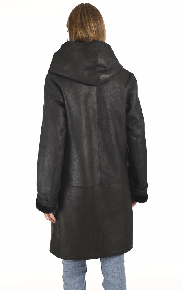 La Canadienne Peau Lainée Patinée Noire