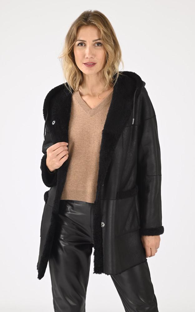 la canadienne Peau lainée réversible mérions noir