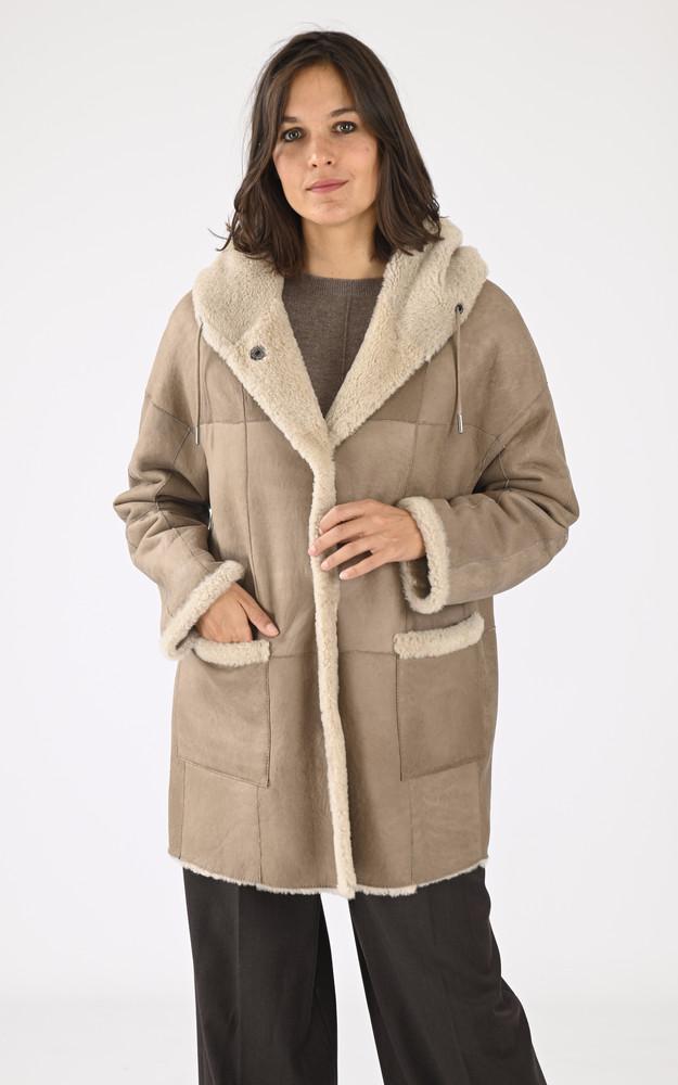 la canadienne Peau lainée réversible mérions taupe
