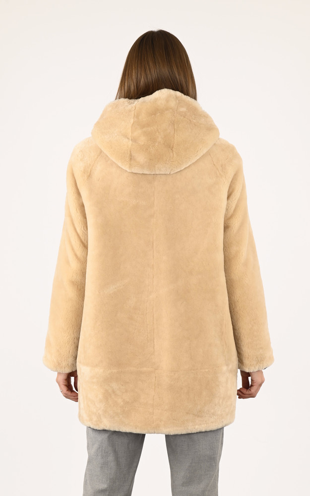 La Canadienne Pelisse Agneau Camel Et Marine