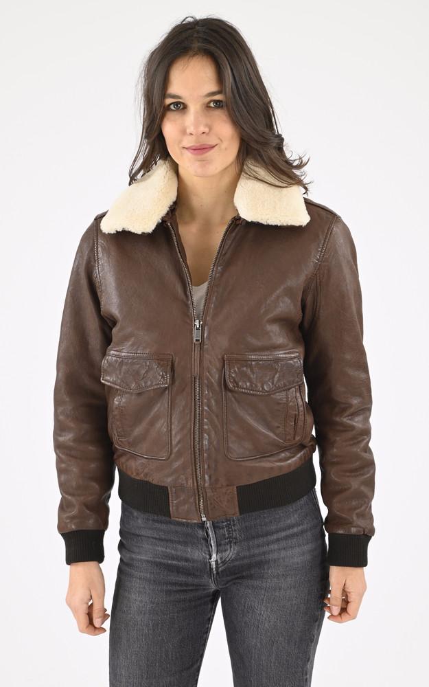 la canadienne Pilote cuir agneau marron