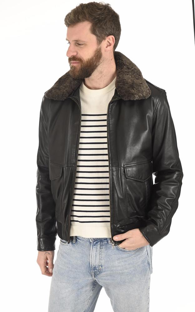 La Canadienne Pilote Cuir Agneau Noir