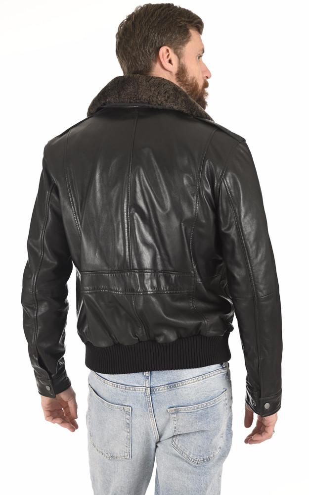 La Canadienne Pilote Cuir Agneau Noir