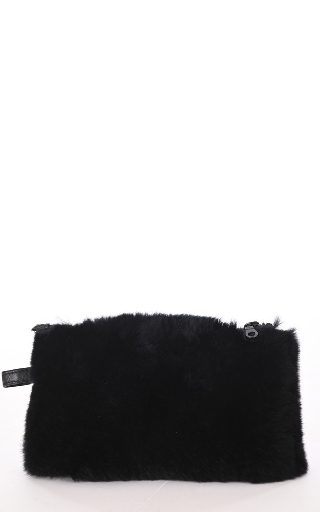 La Canadienne Pochette Fourrure Rex Noir